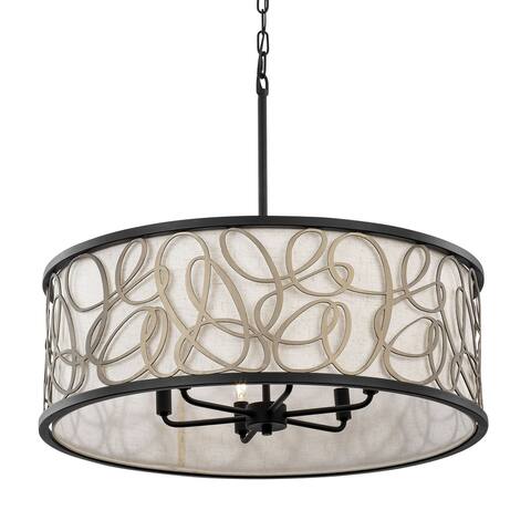 Scribble 6-Light Drum Pendant Light - Matte Black/Artifact
