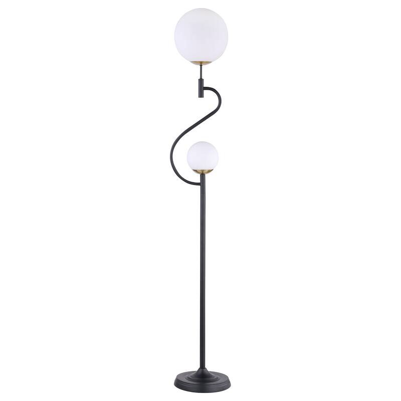 Dacki 69-Inch Dual Spherical Bulb Metal Floor Lamp Black