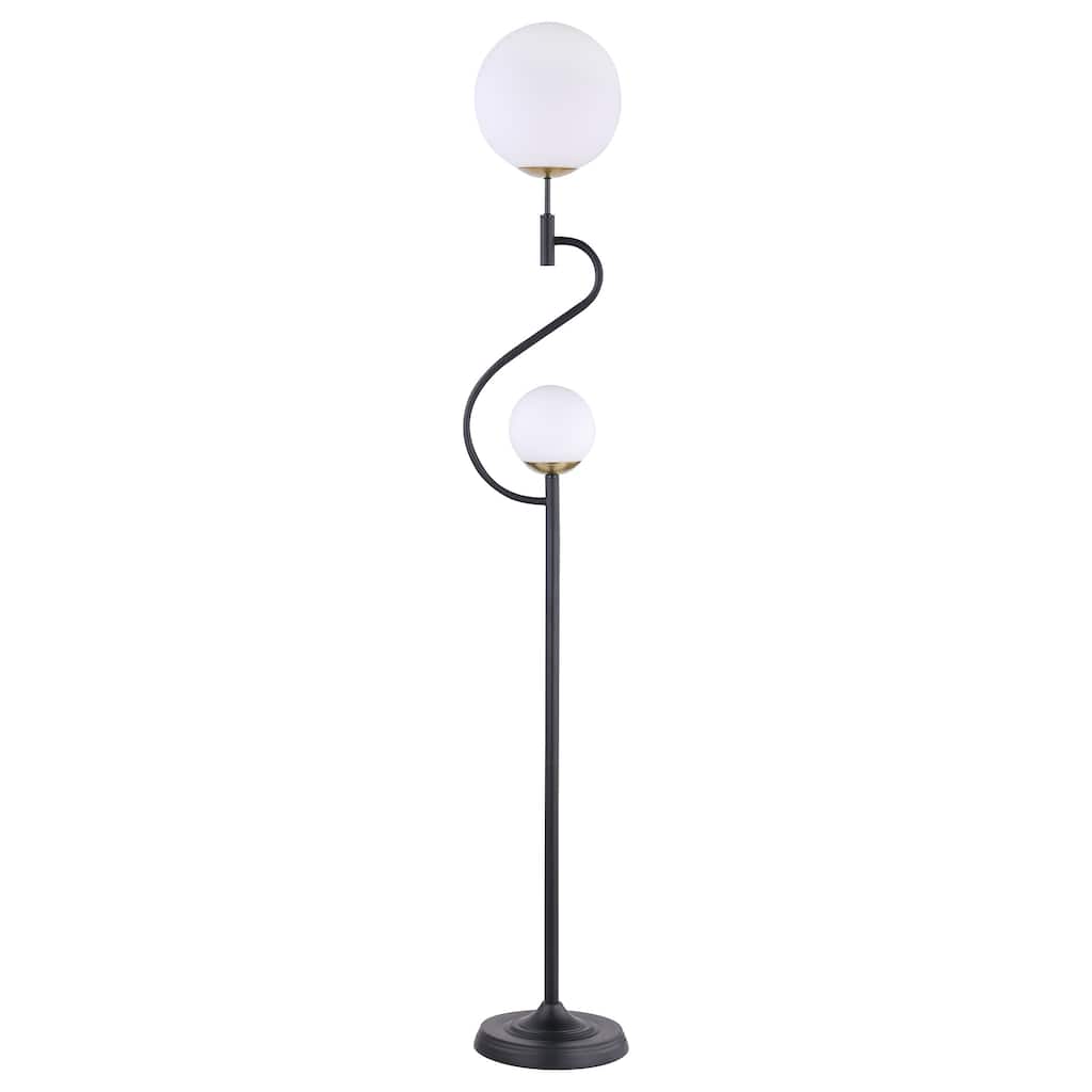 Dacki 69-Inch Dual Spherical Bulb Metal Floor Lamp Black