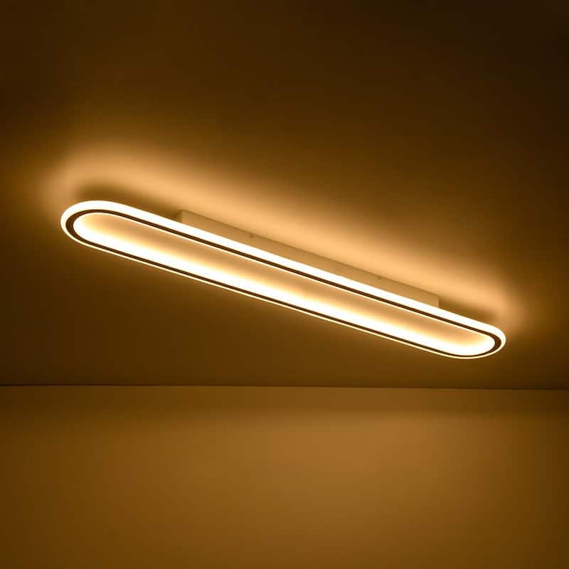 Scandinavian Linear Wood Ring Dimmable LED Flush Mount Light