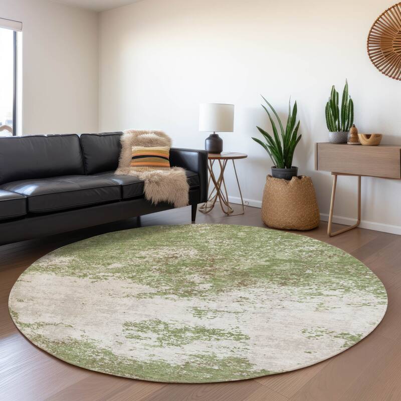 Premium Washable Super Soft Abstract Solid Mayfield Rug - Green - 8' x 8'