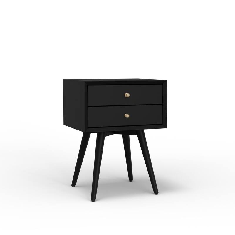 Flynn Small 2-Drawer Mahogany Nightstand with Legs