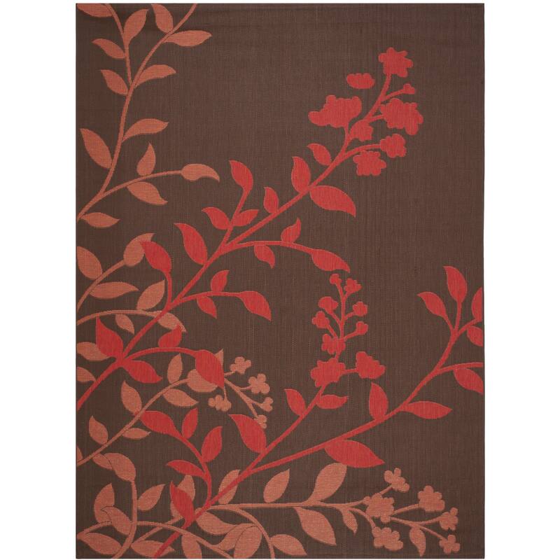 SAFAVIEH Courtyard Luann Botanical Indoor/ Outdoor Waterproof Patio Backyard Rug