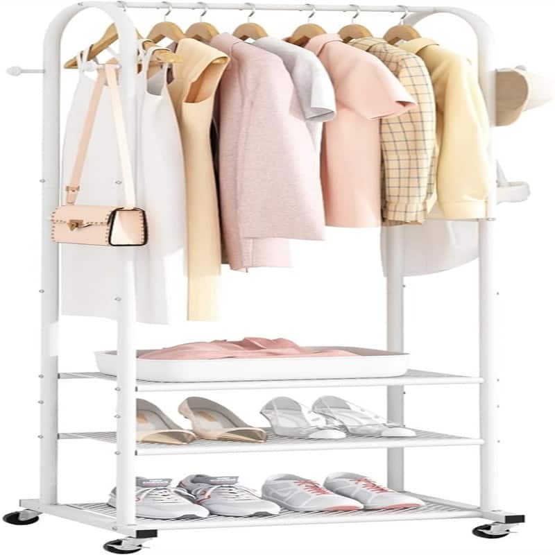 Heavy Duty Clothing Rack With Wheels - 16.93"D x 18.5"W x 71.85"H