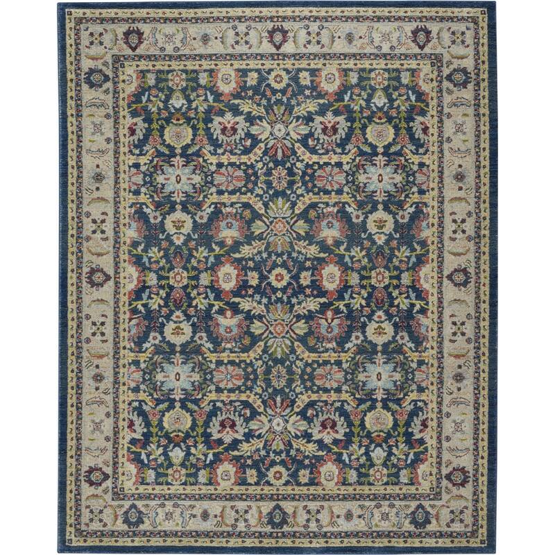 Power Loomed Distressed Floral Traditional Non Skid Area Rug - 118' X '94' X '0.5