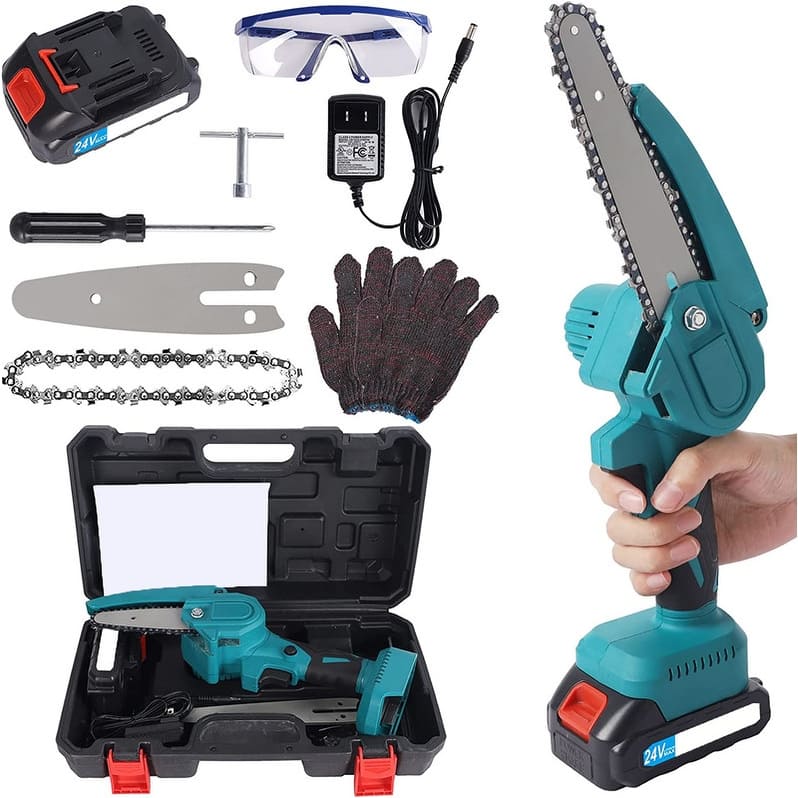 Powerful Handheld Chain Saws - Blue - Battery