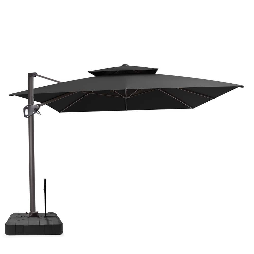 VredHom Patio Outdoor 9 x 11 FT Double Top Aluminum Cantilever-Offset Umbrella with Rod Wheel Base