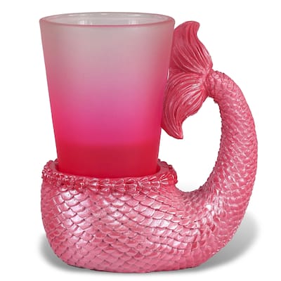 CoTa Global Cool Pink Mermaid Tail Shot Glass – Novelty Glassware - 3Lx2Wx3.4H inches