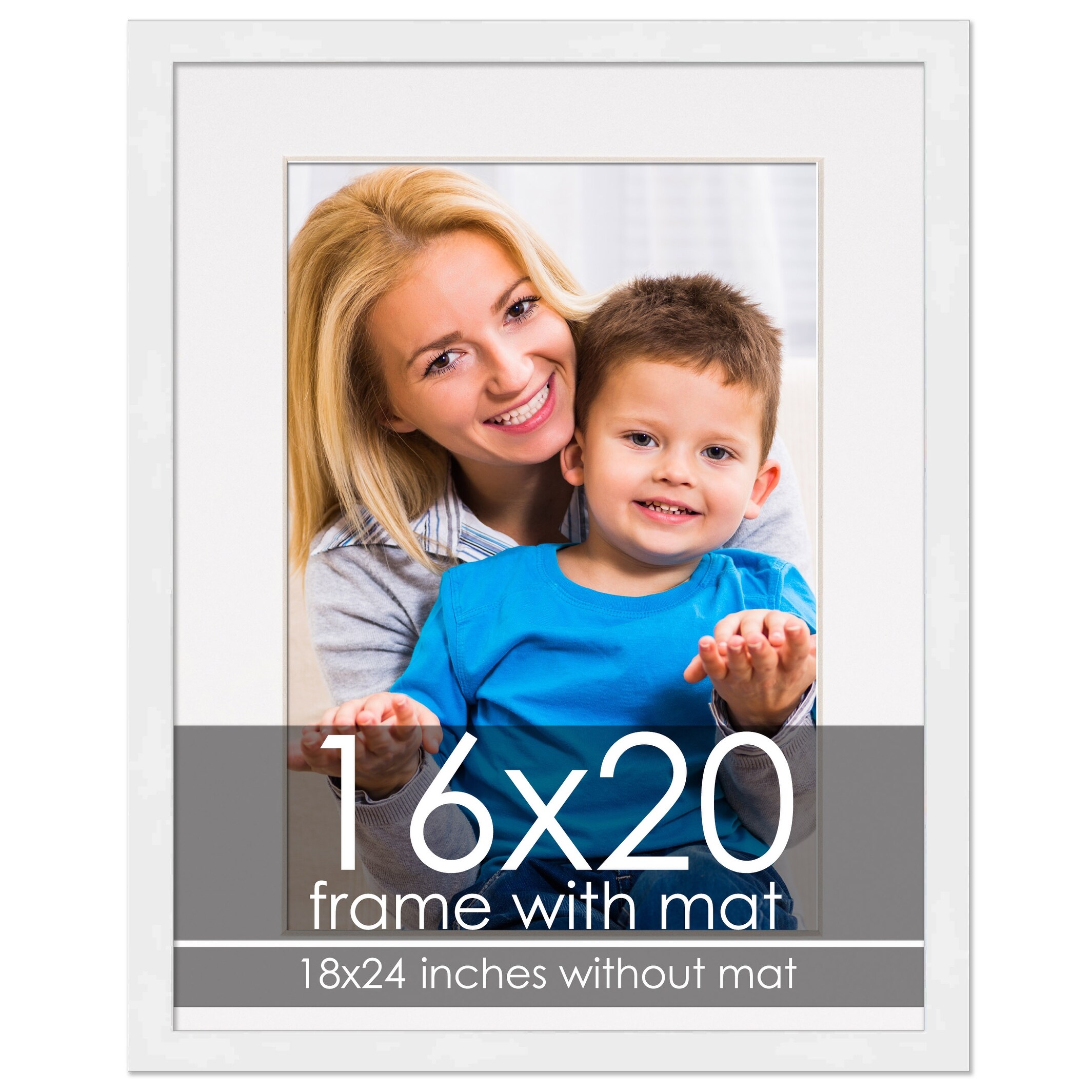 Picture Frame Double Mat 18x24 for 16x20 photo Black with silver liner