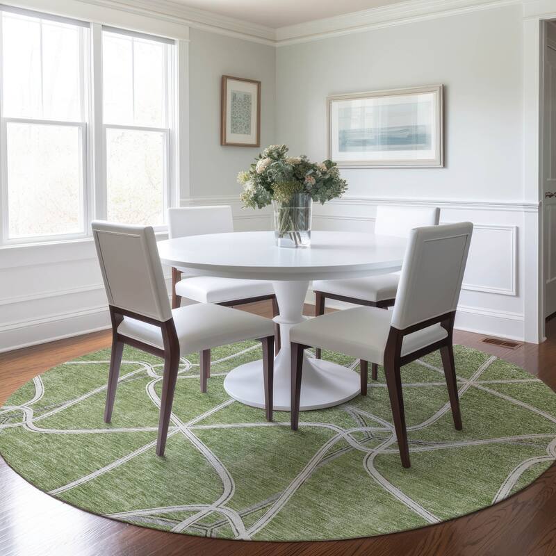 Machine Washable Indoor/ Outdoor Contemporary Links Chantille Rug