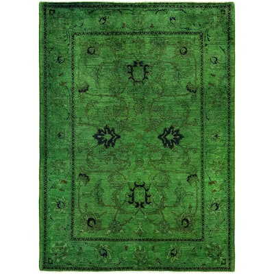 Overdyed One-of-a-Kind Hand-Knotted Area Rug - Green - 4' 9" x 6' 7"