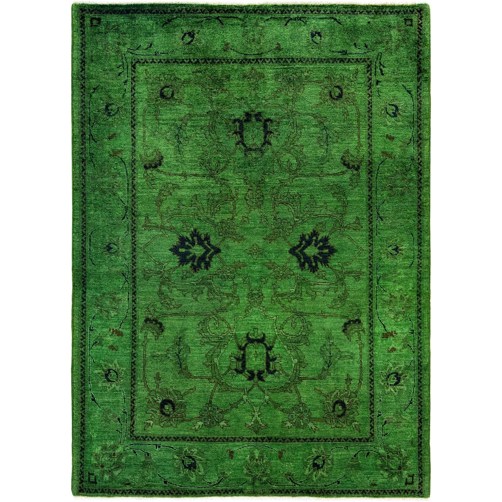 Overdyed One-of-a-Kind Hand-Knotted Area Rug - Green - 4' 9" x 6' 7"