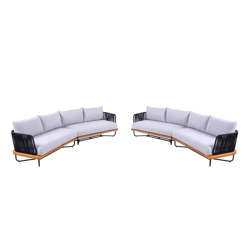 Christopher Knight Home - Evelyn Patio Outdoor Acacia Wood Rope Sofa Set