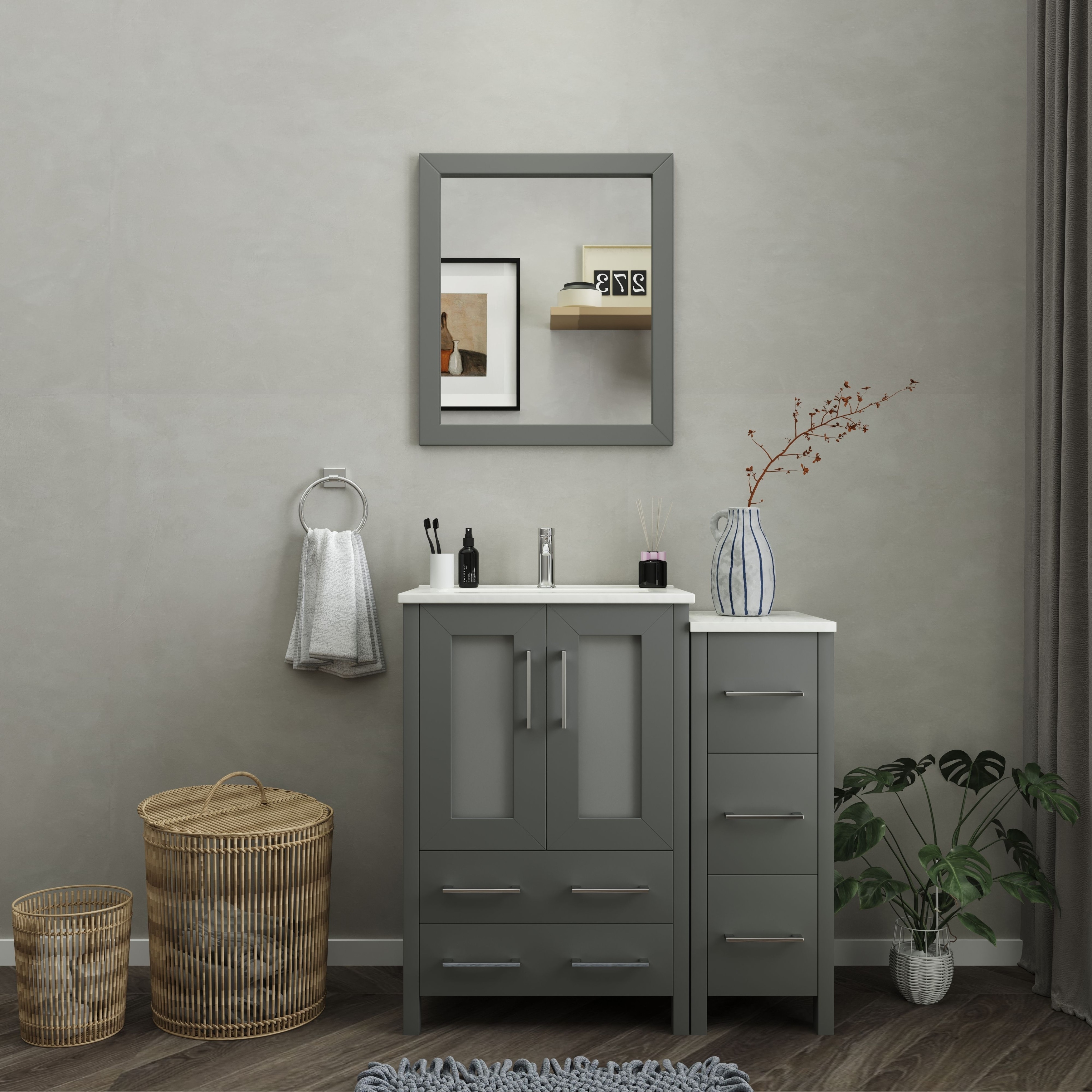 Vanity Art 36-Inch Single Sink Bathroom Vanity with Top & Free Mirror - 36 X 18.1 X 35.8