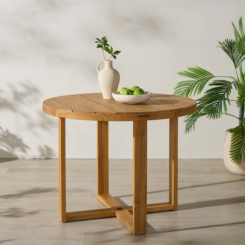 SAFAVIEH Couture Mayaguana Round Teak Dining Table - 39"W x 39"D x 30"H