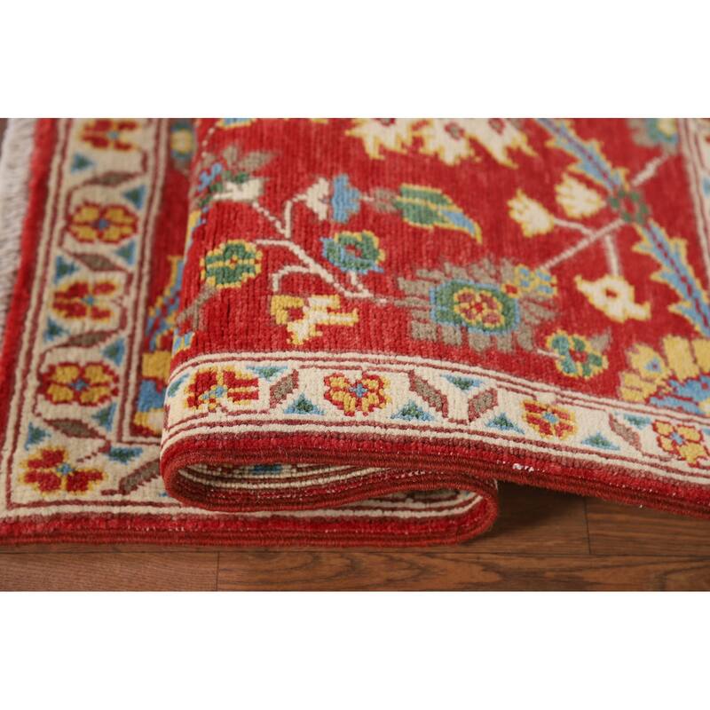 Floral Red Kazak Oriental Foyer Rug Handmade Wool Carpet - 2'0" x 2'11"