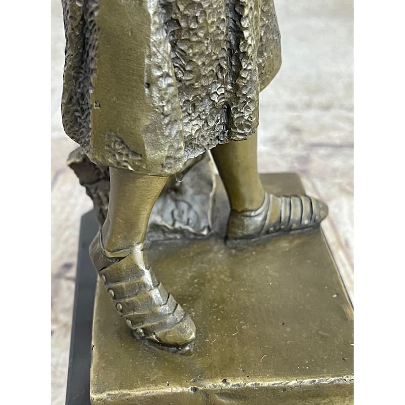 Art Deco Joan Of Arc Bronze Sculpture Hot Cast Marble Base Figurine Figure Decor