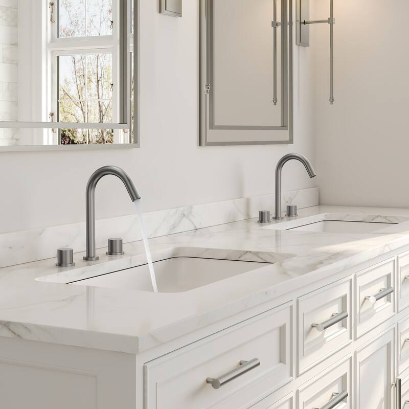 High-Arc Bathroom Sink Faucet for Vanity, 3-Hole 2-Handle Bathroom Faucet with Drain Assembly