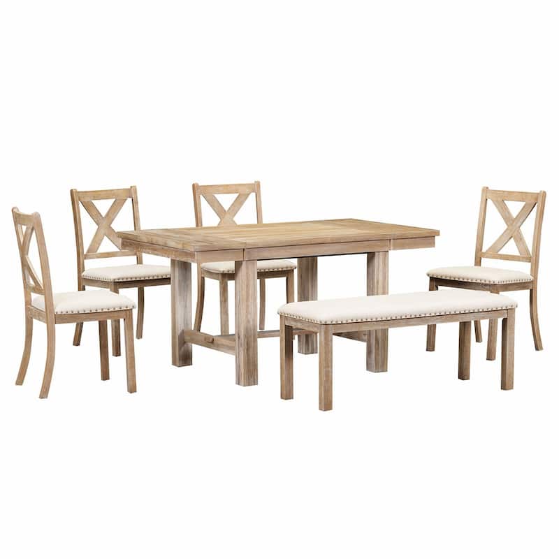 6PCS Extendable Dining Table With Bench