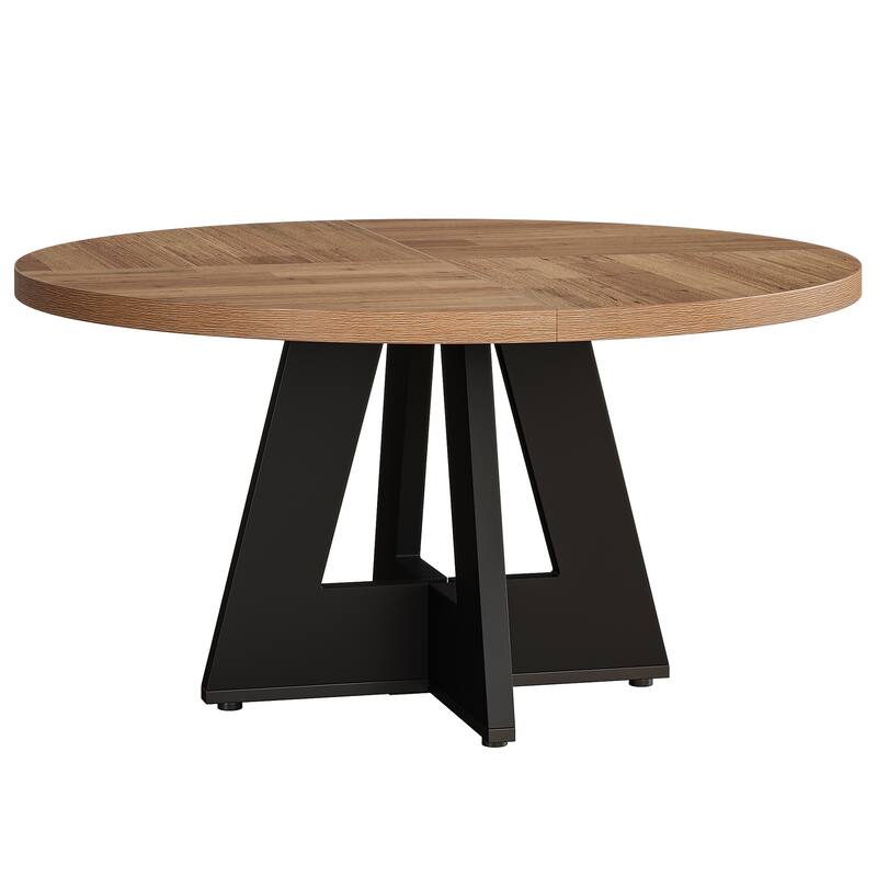 47-inch Round Conference Table for 4-6 People, Wooden Meeting Room Table