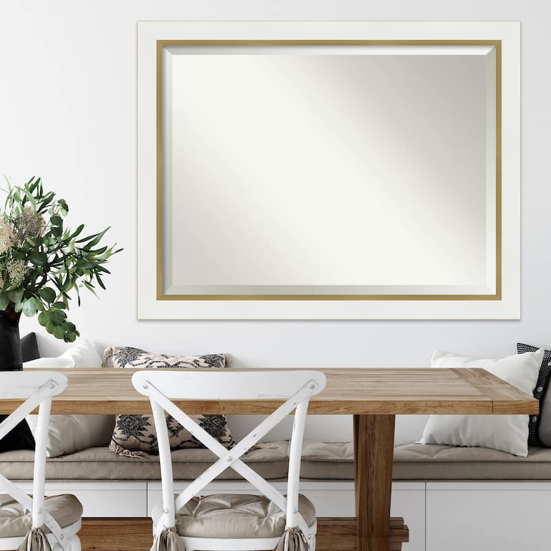 Beveled Wall Mirror - Eva White Gold Frame - Eva White Gold
