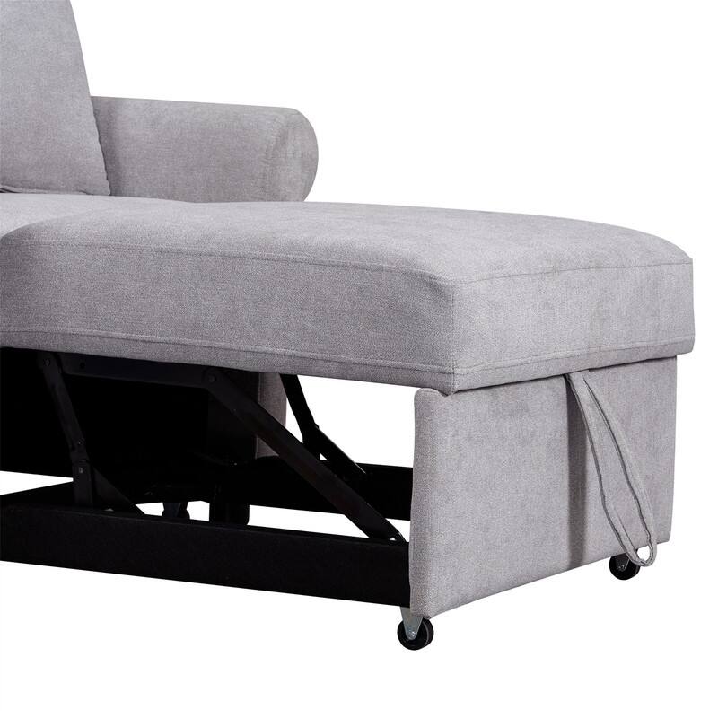 3-in-1 Convertible Sleeper Chair with Adjustable Backrest, Chenille Chair Bed Single Lounger Chair for Living Room
