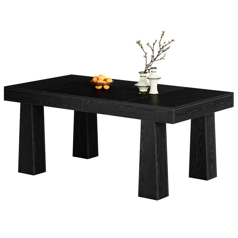 63'' Dining Table, Modern Rectangular Kitchen Table with Tapered Legs