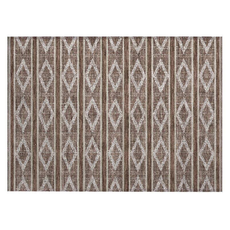 Machine Washable Indoor/ Outdoor Diamond Stripe Chantille Rug
