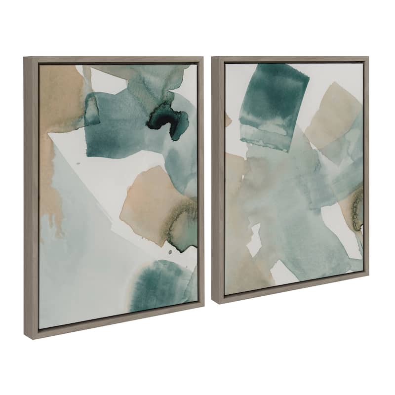 Kate and Laurel Sylvie Color I Framed Canvas Art Set by Amy Lighthall - 2 Piece Set 18x24 - Grey