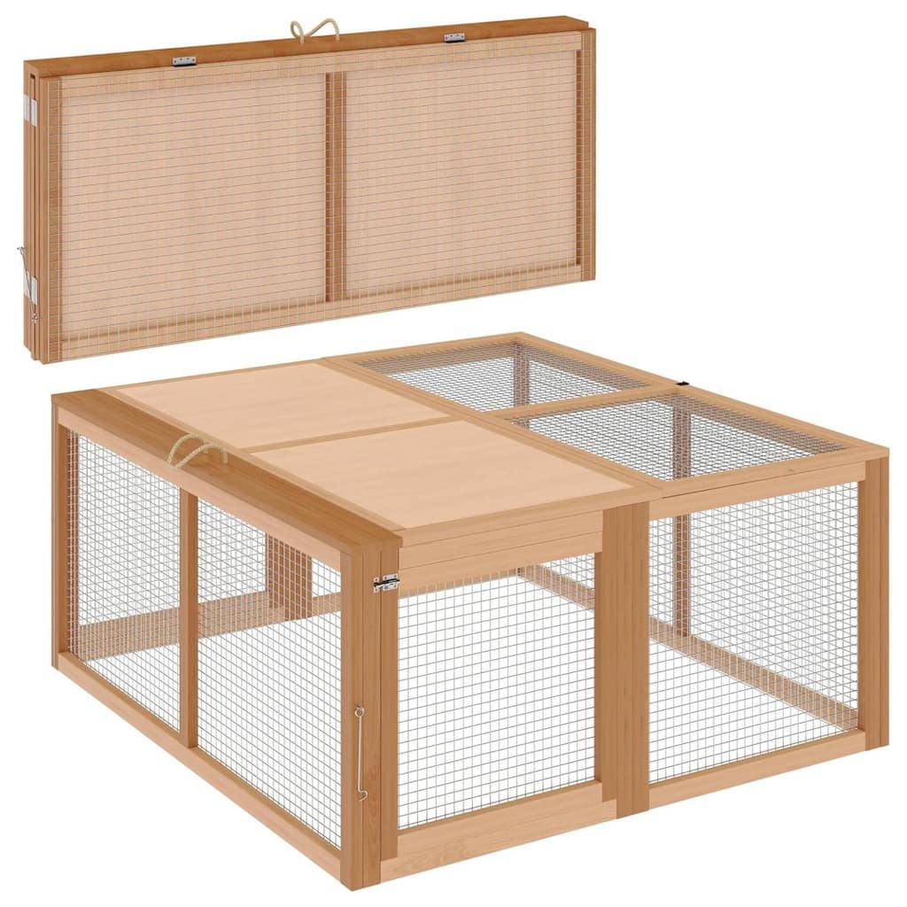 Portable Wooden Folding Chicken Coop Rabbit Hutch for Outdoor, Indoor