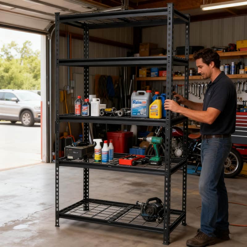 2-piece 5-Tier Storage Shelves set, Heavy-Duty Garage Shelving, Adjustable Shelving Unit, Steel Shelf, Boltless Assembly