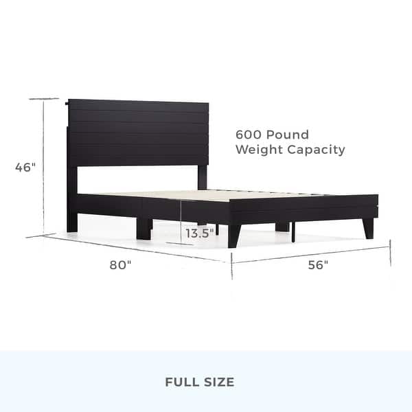 dimension image slide 6 of 18, Brookside Mabel Shiplap Platform Bed Frame with Headboard