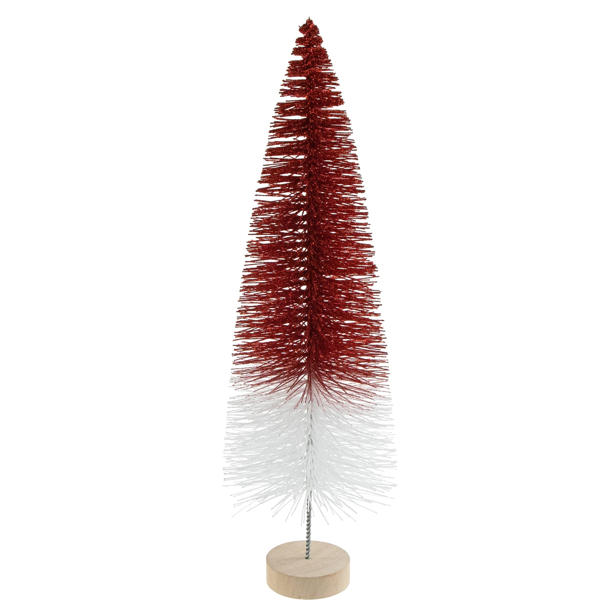 15.5" Glittered Red and White Sisal Tabletop Christmas Tree
