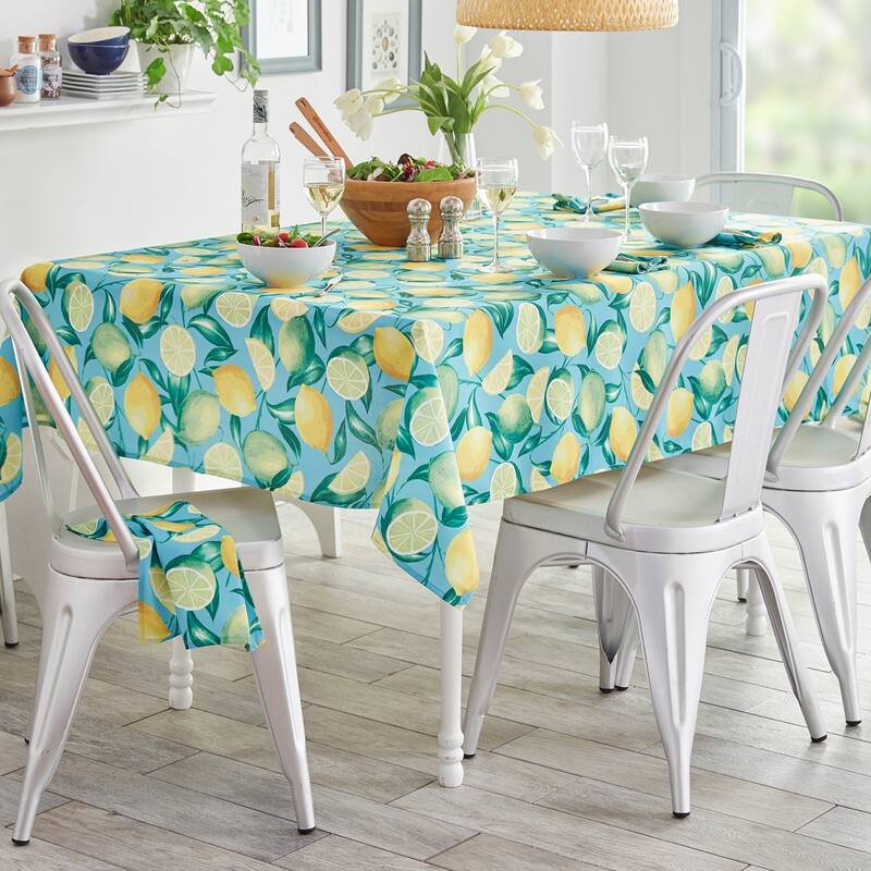 Lemon Grove Indoor/Outdoor Spring/Summer Fabric Tablecloth - 60x84