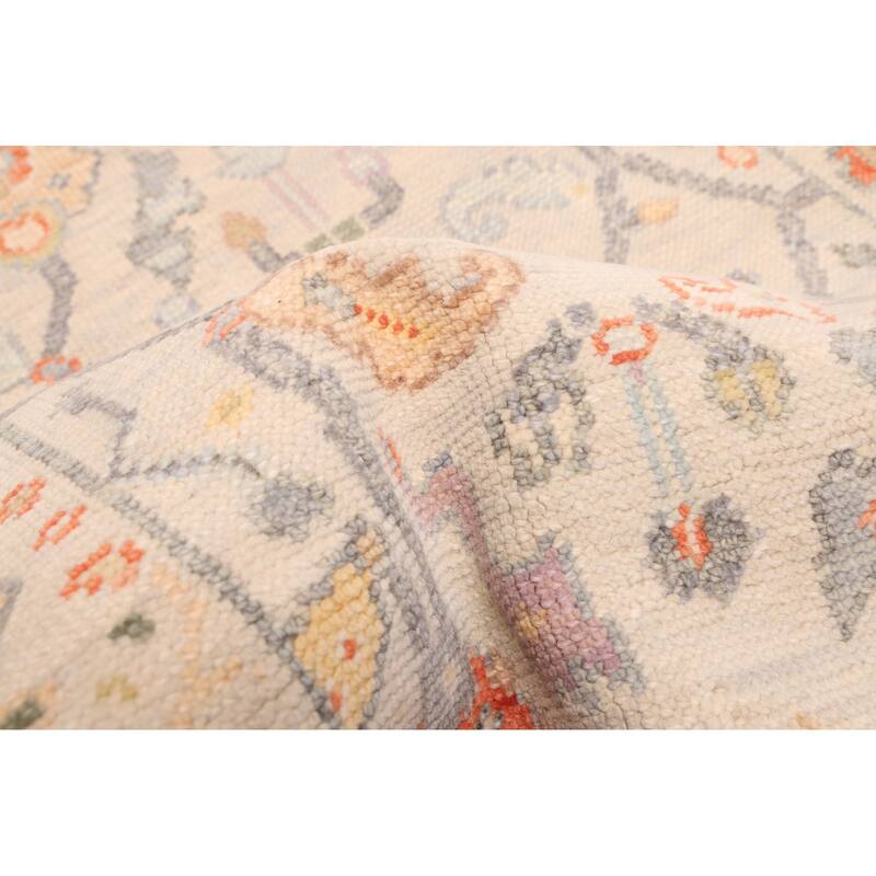 ECARPETGALLERY Hand-knotted Modern Oushak Light Grey Wool Rug - 2'7 x 8'1