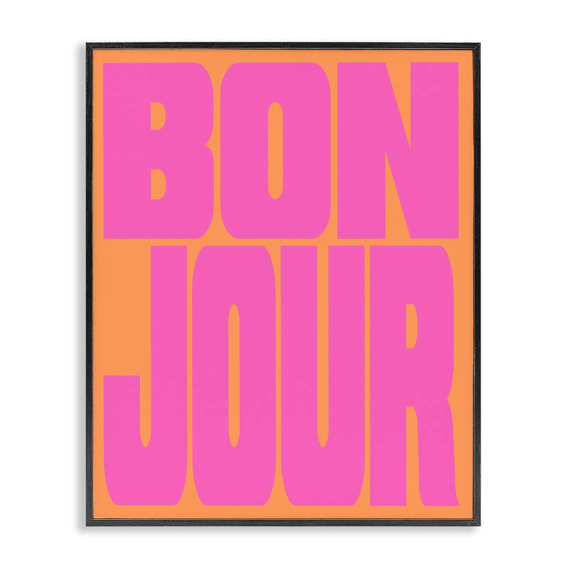 Stupell Bonjour Pink & Orange Framed Giclee Art Design By House of Lulu - 16 x 20 - Black