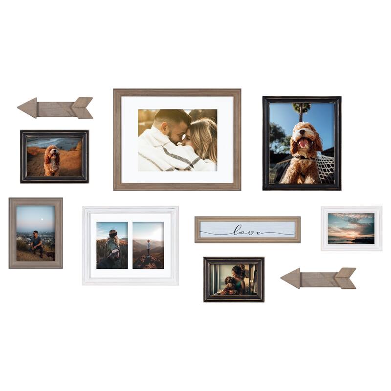 Kate and Laurel Bordeaux Expression Gallery Wall Kit - 10 Piece - Multi/Black