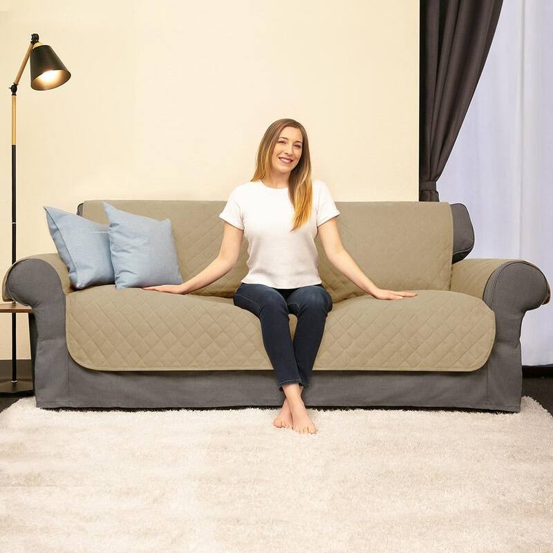 Subrtex Reversible Sofa Slipcover with Elastic Straps Furniture Protector for Pet