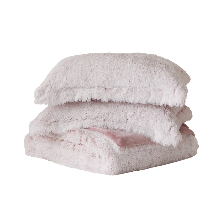 Intelligent Design Leena Shaggy Long Fur Comforter Mini Set