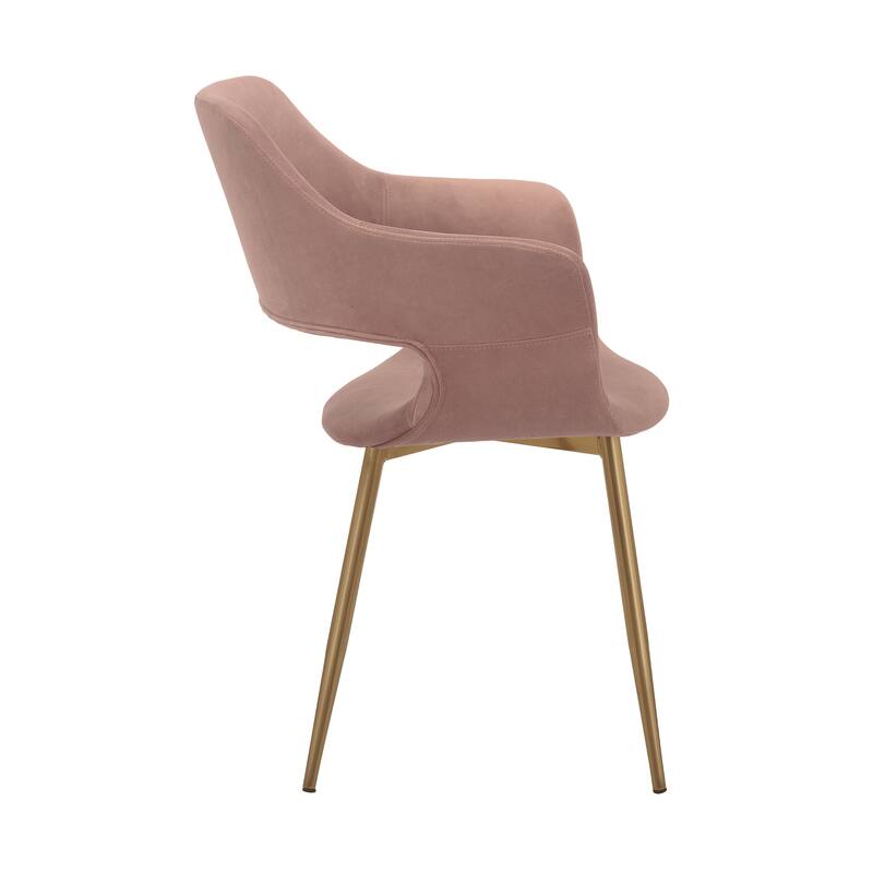 Velvet Dining Chairs Set of 2 with Pink Gold Fabric, Elegant Kitchen and Dining Seating - 25