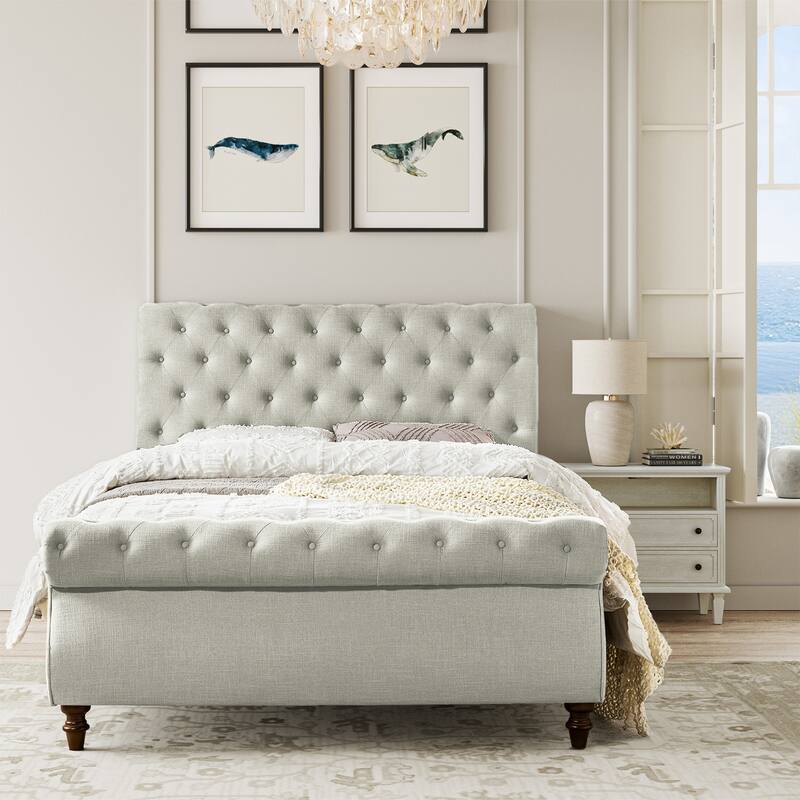 Fidelia Traditional Lighted Sleigh Platform Bed with UL Certificate by HULALA HOME