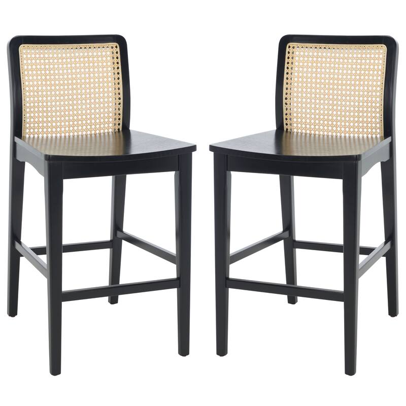 SAFAVIEH Home Benicio 25-inch Rattan Counter Stool [SET of 2] - 19Wx22Dx38H
