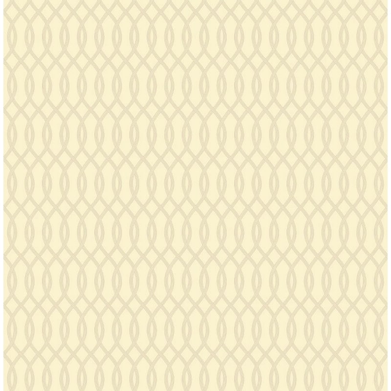 Seabrook Designs Lauressa Mini Ogee Unpasted Wallpaper - 20.5 in W x 33 ft. L - Metallic Cream & Latte