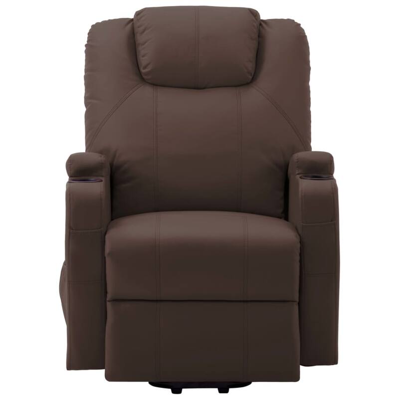 vidaXL Stand up Massage Chair Brown Faux Leather - 29.9" x 34.4" x 42.1"
