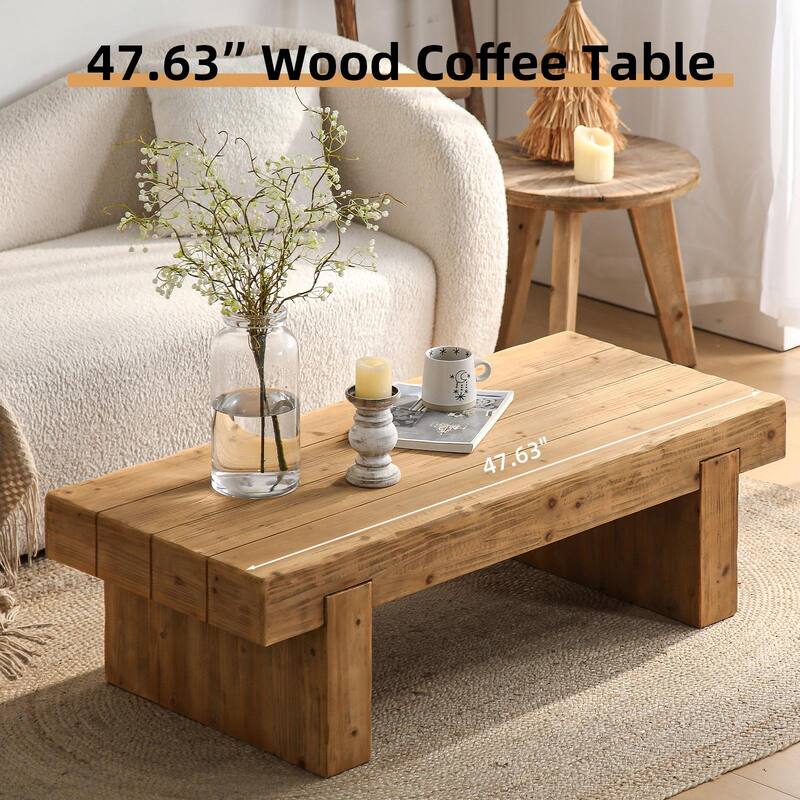 47.6" Farmhouse Solid Wood Coffee Table