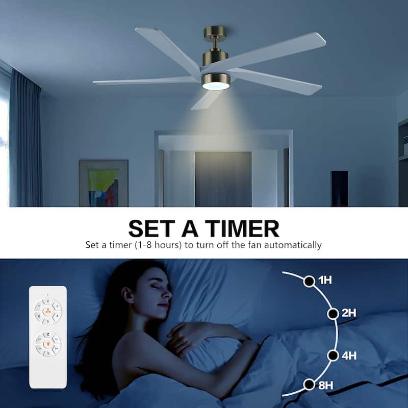 54 in. Gold Aero Blade Ceiling Fan with LED Light and Remote - 54"D x 54"W x 21"H