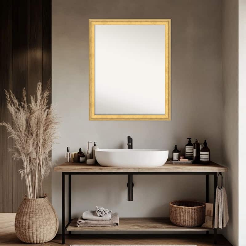 Owen Gold Non-Beveled Wood Framed Bathroom Vanity Wall Mirror - Owen Gold