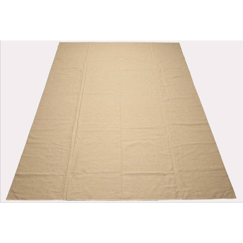 9'2''x12'6'' Handwoven Flatweave Wool Beige Superfine Modern Solid Kilim Rug - 9' 2'' x 12' 6''