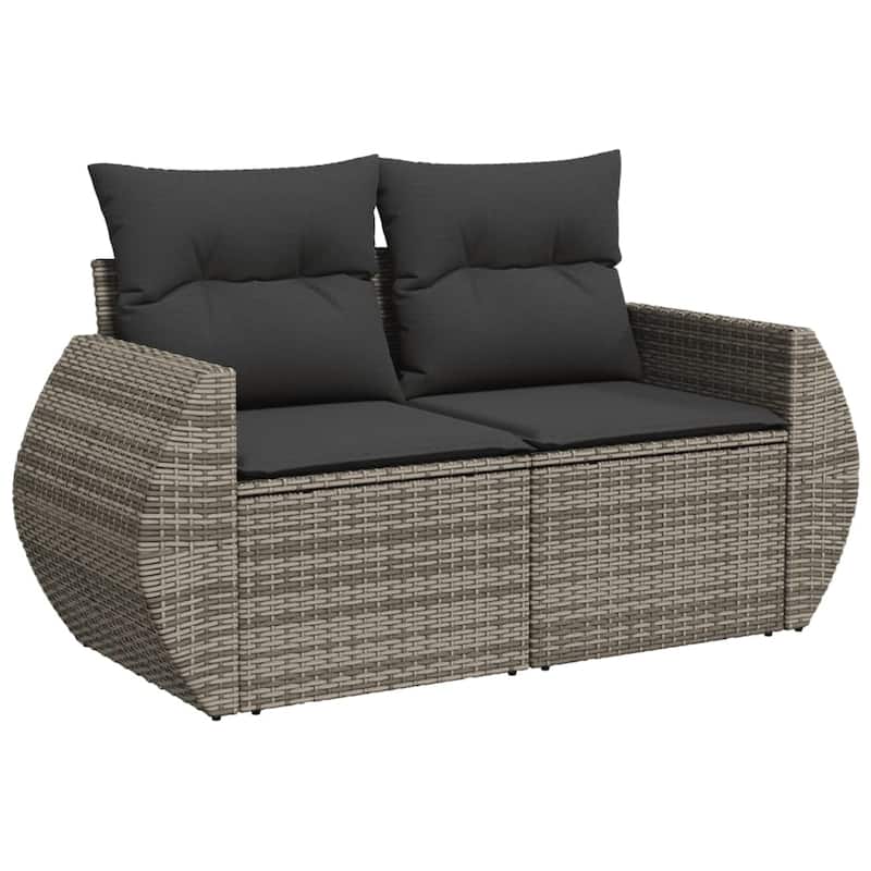 vidaXL Patio Sofa Set with Cushions Outdoor Conversation Furniture Poly Rattan