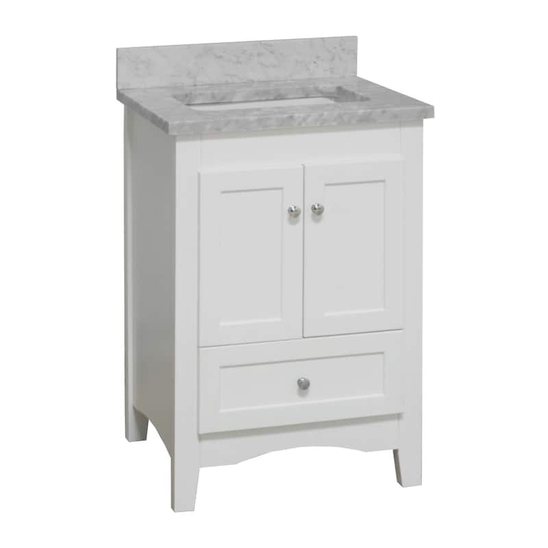 KitchenBathCollection Abbey 24" Bathroom Vanity with Carrara Marble Top